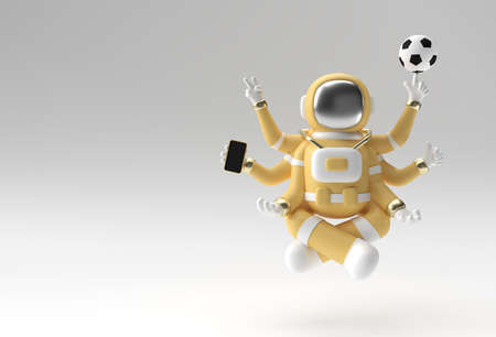 3d Render Spaceman Astronaut Yoga Gestures 3d illustration Design.の写真素材