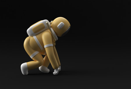 3d Render Spaceman Astronaut Running 3d illustration Design.の写真素材