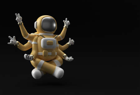 3d Render Spaceman Astronaut Yoga Gestures 3d illustration Design.の写真素材