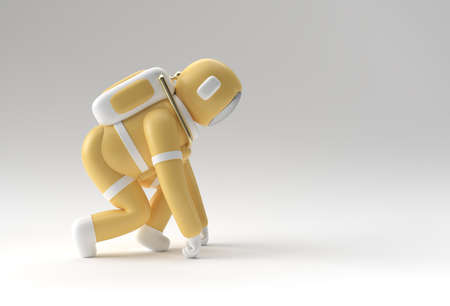 3d Render Spaceman Astronaut Running 3d illustration Design.の写真素材