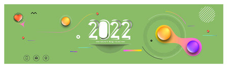 Abstract Happy New Year 2022 Text Colorful Web banner Template, Vector illustration.
