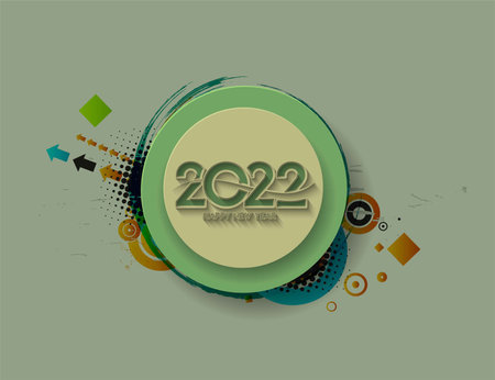 Abstract Happy New Year 2022 Text Colorful Template Greeting Card banners, Vector illustration.のイラスト素材