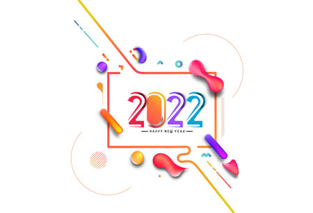 Abstract Happy New Year 2022 Text Colorful Template Greeting Card banners, Vector illustration.のイラスト素材
