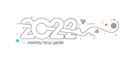 Abstract Happy New Year 2022 Text Colorful Template Greeting Card banners, Vector illustration.のイラスト素材