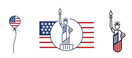 4th of July, United Stated Independence Day. USA. Statue of Liberty. 4th July Vector Concept Design.のイラスト素材