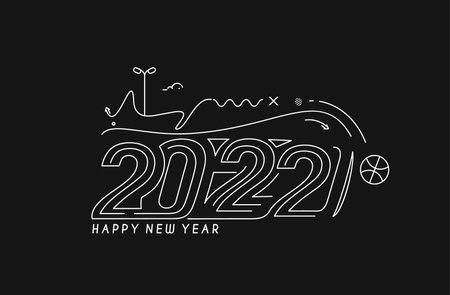 Happy New Year 2022 Text Typography Design Patter, Vector illustration.のイラスト素材