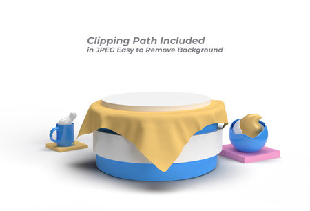 3D Render Scene of Minimal Podium Scene for Display Pen Tool Created Clipping Path Included in JPEG Easy to Composite.の写真素材
