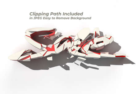 3D Render Broken Sale Text Pen Tool Created Clipping Path Included in JPEG Easy to Compositeの写真素材