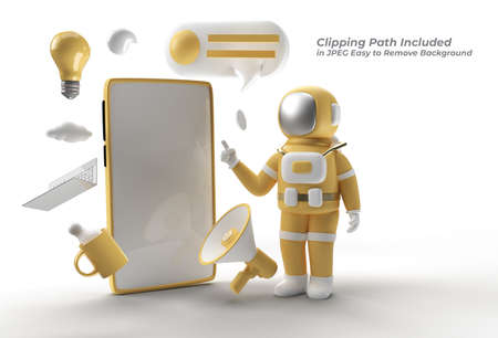 Astronaut Hand Pointing Finger blank screen Mockup Pen Tool Created Clipping Path Included in JPEG Easy to Composite.の写真素材
