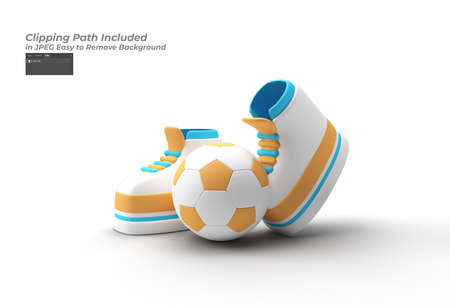 Funny Cartoon Character Legs with Football Pen Tool Created Clipping Path Included in JPEG Easy to Composite.の写真素材