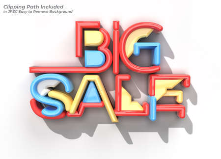 3D Render Big Sale Text Pen Tool Created Clipping Path Included in JPEG Easy to Composite.