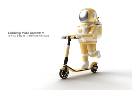 Astronaut Motor bicycle Pen Tool Created Clipping Path Included in JPEG Easy to Composite.の写真素材