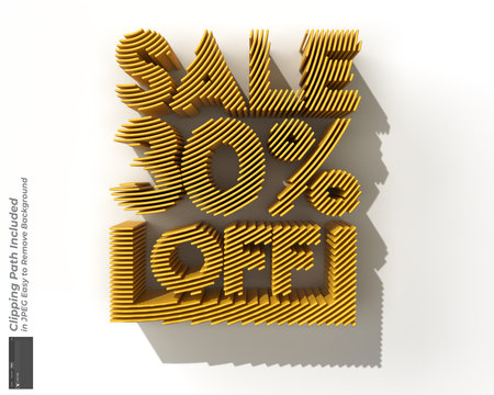 3D Render Abstract 30% Sale OFF Discount Banner designの写真素材
