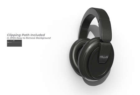 3D Rendering Black Headphones designの写真素材