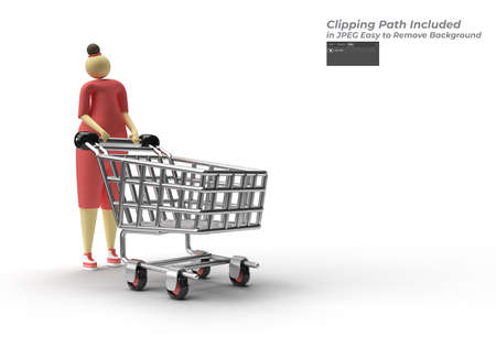 Woman with Shopping Cart Icon designの写真素材