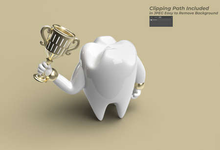 Dental Tooth with Trophy design concept.