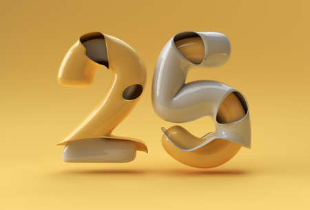 25th Years Anniversary Celebration 3D Render Illustration Design.の写真素材
