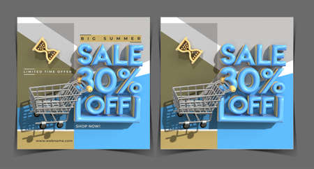 Big Summer Sale 30% Off Digital Marketing Banner Template.の写真素材