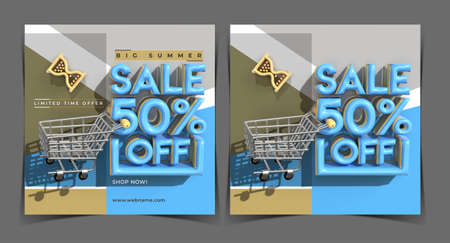 Big Summer Sale 50% Off Digital Marketing Banner Template.の写真素材
