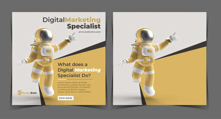 Astronaut Jumping Digital Concept Banner Template.の写真素材