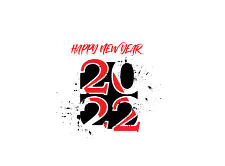Happy New Year 2022 Text Typography Design Patter, Vector illustration.のイラスト素材
