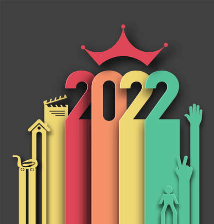 Happy New Year 2022 Text Typography Design Patter, Vector illustration.のイラスト素材