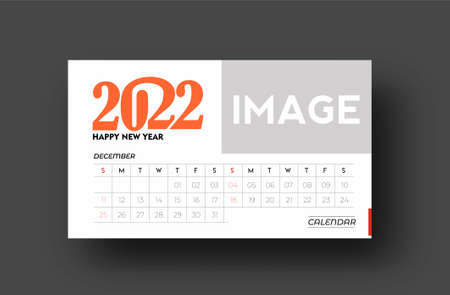 Happy new year 2022 Calendar - New Year Holiday design elements for holiday cards, calendar banner poster for decorations, Vector Illustration Background.のイラスト素材