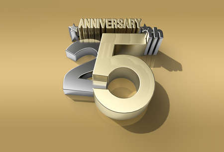 3D Render 25th Years Anniversary Celebration Pen Toolの写真素材