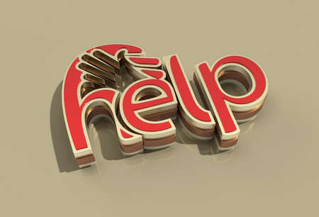 3D Render Help Calligraphic with Human Hand Pen Tool Createdの写真素材