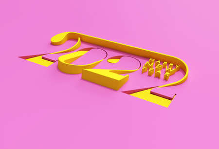 Happy New Year 2022 Text Typography Design Banner Poster, 3D Render illustration.
