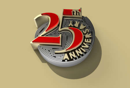 3D Render 25th Years Anniversary Celebration Pen Tool Createdの写真素材