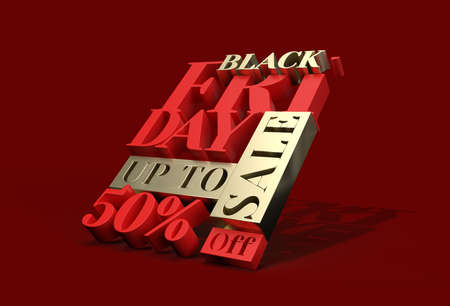 Black Friday Day Up to 50% Sale Banner Template 3d Render.の写真素材