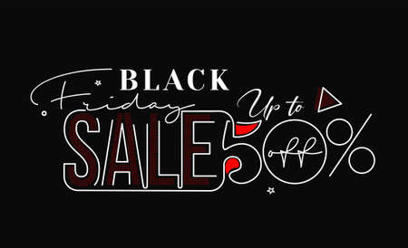 Black Friday Sale Promotion Poster or banner Design, Special offer 50% sale, Promotion and shopping vector template.のイラスト素材