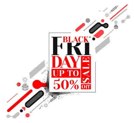 Black Friday Sale Promotion Poster or banner Design, Special offer 50% sale, Promotion and shopping vector template.のイラスト素材