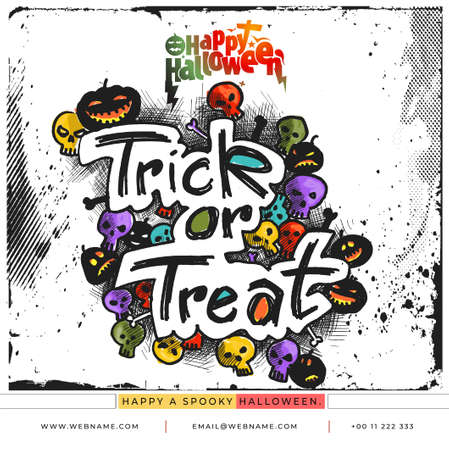 Happy Halloween Festival Digital Concept and Social Media Post Banner Template.のイラスト素材