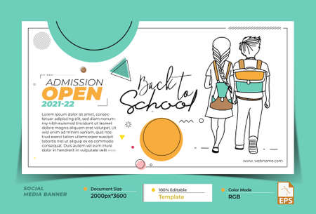 Back To School Digital Concept Social Media Banner Templateのイラスト素材