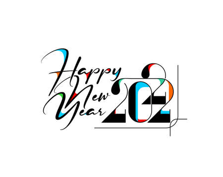 Happy New Year 2022 Text Typography Design Patter, Vector illustration.のイラスト素材