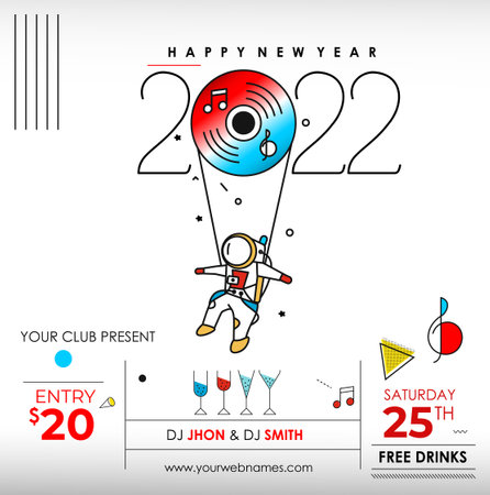 New Year Christmas Music Party Event Flyer Poster for 2022のイラスト素材