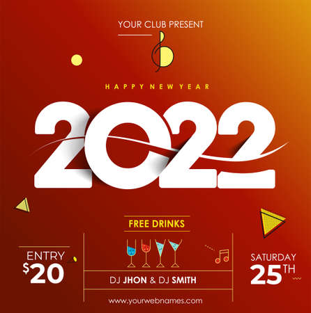 New Year Christmas Music Party Event Flyer Poster for 2022のイラスト素材