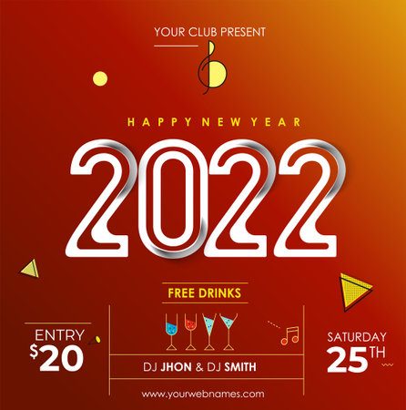 New Year Christmas Music Party Event Flyer Poster for 2022のイラスト素材