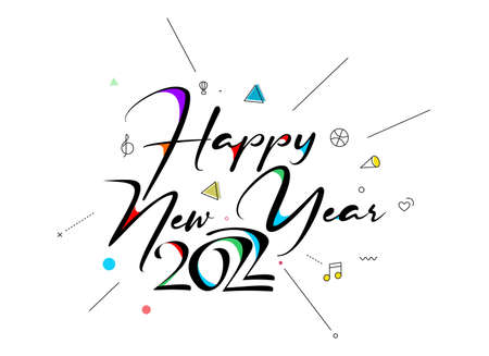 Happy New Year 2022 Text Typography Design Patter, Vector illustration.のイラスト素材