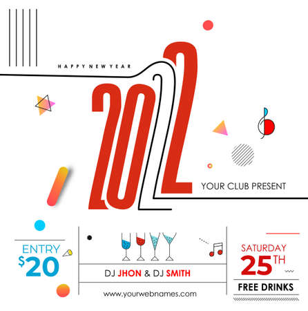 New Year Christmas Music Party Event Flyer Poster for 2022のイラスト素材