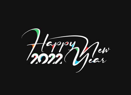 Happy New Year 2022 Text Typography Design Patter, Vector illustration.のイラスト素材