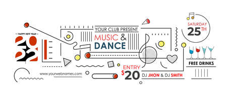New Year Music Party Event Web Banner for 2022 Celebration Design.のイラスト素材