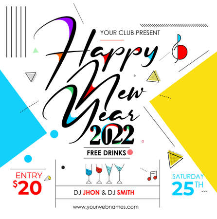 New Year Christmas Music Party Event Flyer Poster for 2022のイラスト素材