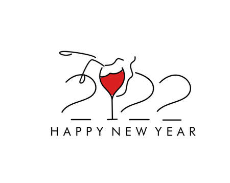 Happy New Year 2022 Text Typography Design Patter, Vector illustration.のイラスト素材
