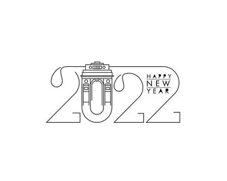 Happy New Year 2022 Text Typography Design Patter, Vector illustration.のイラスト素材