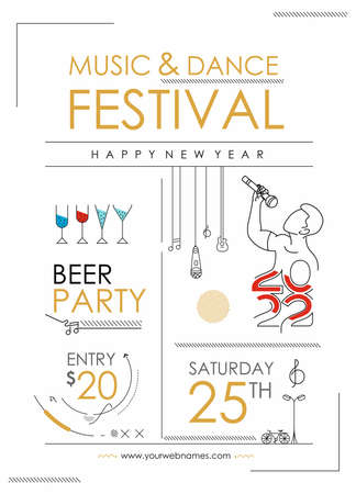 New Year Christmas Music Party Event Flyer Poster for 2022のイラスト素材