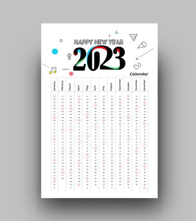2023 Calendar Happy New Year Design vector illustration.のイラスト素材