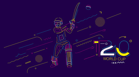 T20 world cup cricket championship poster, flyer, template, brochure, decorated, banner design.のイラスト素材